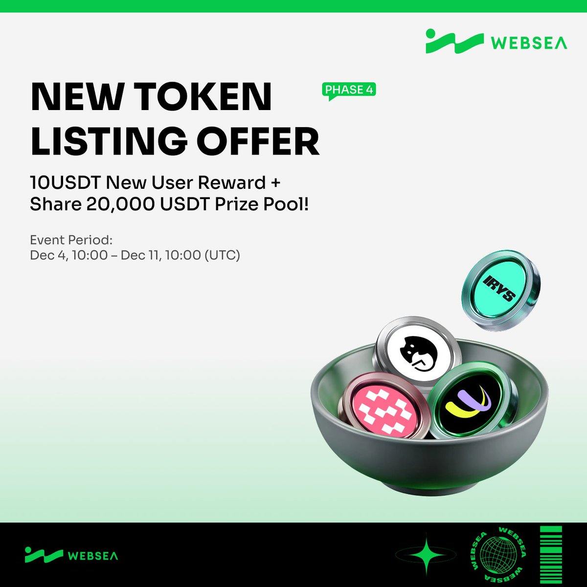  Websea Phase 4 New Token Listing Offer is Now Live! Share a 20,000 USDT Prize Pool! 🚀